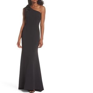 Eliza J Black A Line One Shoulder Bow Gown